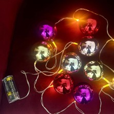 Pazarcan 2 Metre 10 LED Pilli 2 Kademeli Parlak Top LED Yılbaşı Ağacı Süsü Mz-3