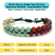 Yıldız Doğal Taş Sertifikalı Ikizler Burcu Doğal Taş Çift Sıra Makrome Bileklik