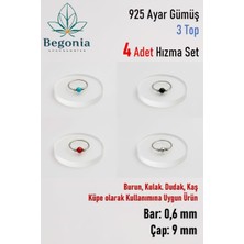 Begonia Accessories 925 Ayar Gümüş Boncuklu Halka Hızma Set 4 Kadınlar İçin Renkli Tasarım