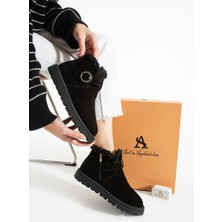 Aselin Ayakkabıları Kadın Bot & Bootie Hakiki Deri Siyah Kısa Topuklu Casual/günlük