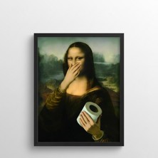 Miyrem-Eğlenceli ,komik Wc Posteri-Monalisa Kokudan Duramıyor -Ahşap Çerçeveli Tablo