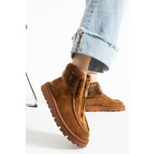 Aselin Ayakkabıları Kadın Bot & Bootie Hakiki Deri Taba Kısa Topuklu Casual/günlük