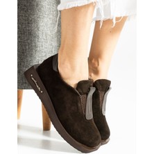 Aselin Ayakkabıları Kadın Loafer Ayakkabı Hakiki Deri Kahverengi Kısa Topuklu Klasik