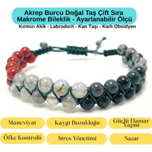 Yıldız Doğal Taş Sertifikalı Akrep Burcu Doğal Taş Çift Sıra Makrome Bileklik