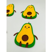 Duck Hoby 4 Adet Keçe Motif Avokado, 6 cm Keçe Süs, Keçe Arma, Süsleme