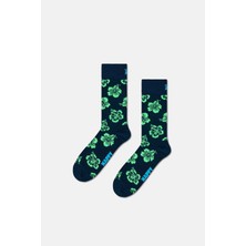 Happy Socks - Kadın Hibiskus Çiçek Desenli Pamuklu Çorap
