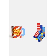 Happy Socks - Erkek Çok Renkli Süper Baba Temalı 3’lü Pamuklu Çorap Seti