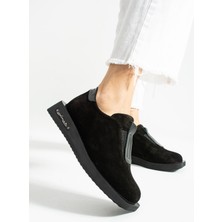 Aselin Ayakkabıları Kadın Loafer Ayakkabı Hakiki Deri Siyah Kısa Topuklu Klasik