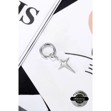 Lynare Delikli Yıldız Model Sallantılı Erkek Kadın Unisex 316L Çelik Küpe 1 Adet