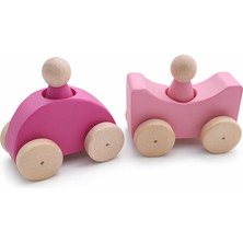 Moccotoys Montessori Renkli Ahşap Arabalar