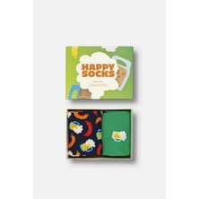 Happy Socks - Çok Renkli Bardak Desenli Pamuklu 2’li Çorap Seti
