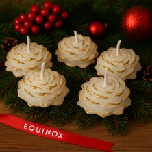 Equinox Mum Gold Detaylı Şakayık Mum Hediyelik 5 Adet