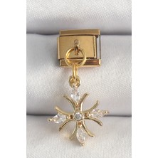 Ayder Timya 316L Çelik Gold Renk Sallantı Zirkon Taşlı Kar Tanesi Model Nomination Charm - TJ-BC1341 TG/Tmya1395 221419