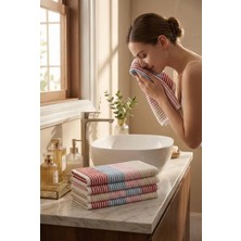 Yuenze %100 Pamuk Renkli Çizgili 6’lı Mutfak & El-Yüz Havlusu 30X50 cm