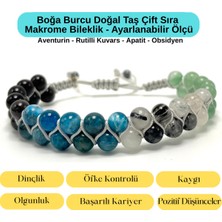 Yıldız Doğal Taş Sertifikalı Boğa Burcu Doğal Taş Çift Sıra Makrome Bileklik