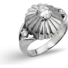 Oya Silver Retro Zirkon Taşlı Elegant Blossom Kadın Gümüş Yüzük [OYSY119]