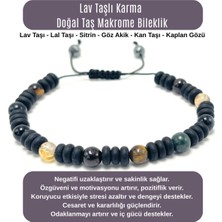 Yıldız Doğal Taş Sertifikalı Lav Taşlı Karma Doğal Taş Makrome Bileklik