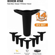 İmt Aksesuar Bohem 14 cm Siyah 8 Adet Mobilya Ayağı Robot Süpürgeye Uyumlu Koltuk Dolap Tv Ünitesi Konsol Ayağı