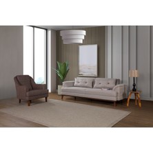 Madera Koltuk Takımı Keten Açık Kahve Kazayağı