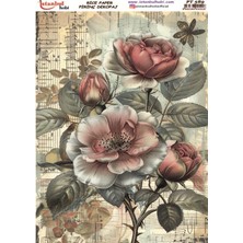 E Hobici Pirinç Dekopaj Kağıdı 30X42CM PT-589 Gül Çiçek