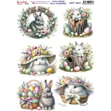 E Hobici Koyu Zemin Sulu Transfer Kağıdı 25X35CM KST-209 Tavşan