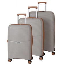 Mçs Baggaj Unisex Polipropilen Kırılmaz 360°C 4 Adet Çift Döner Teker Extra Körüklü 3'lü Valiz Set