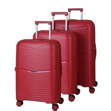 Mçs Baggaj Unisex Polipropilen Kırılmaz 360°C 4 Adet Çift Döner Teker Extra Körüklü 3'lü Valiz Set