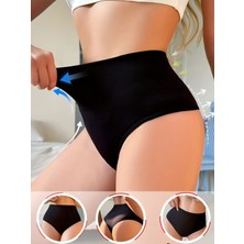 Boubon Co Siyah Yüksek Bel String Külot Göbek Toparlayan Seamless