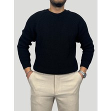 Havanna Yüksek Kalite Reglan Kol Örgü Triko Kazak - Siyah