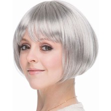 Ayder Timya Gri Gümüş Renk Düz Kesim Astarlı Küt Parti Peruğu TG/Tmya1395 219313