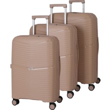 Mçs Baggaj Unisex Polipropilen Kırılmaz 360°C 4 Adet Çift Döner Teker Extra Körüklü 3'lü Valiz Set