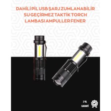 Marsilyan Taşınabilir Şarjlı LED Fener - 4 Modlu, 2000LM, Ayarlanabilir Odak