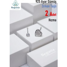 Begonia Accessories 925 Ayar Gümüş Zirkon Taşlı 2 adet Hızma Set, Küpe Olarak Kullanıma Uygundur