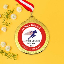 Yüksel 34 5.5 cm Altın Metal Koşu Madalyası - Kurdeleli Başarı Ödülü