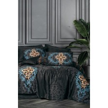 Pazarcan Palace Saten Çift Kişilik Nevresim Takımı Dorhan Siyah