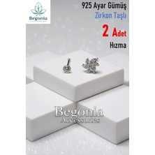 Begonia Accessories 925 Ayar Gümüş Zirkon Taşlı 2 Adet Hızma Set, Küpe Olarak Kullanıma Uygundur