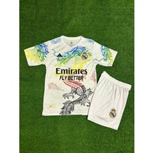 Alaturka Mix Real Madrid Cristiano Ronaldo Ejderha Desenli Çocuk Forması (Beyazyeni)