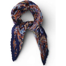 Hedea Zarif Motifler Saten Fular Pliseli 70X70 cm