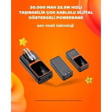 Epilons Powerbank 20000 Mah | 22.5w Hızlı Şarj, Dahili Kablolu, Lcd Ekranlı Şarj Cihazı