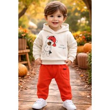 Erkek Bebek Kapüşonlu Sweatshirt Takımı – Ayıcık Baskılı Pamuklu Takım ( 6 Ay 9 Ay 12 Ay)