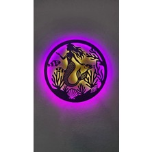 Elert Design Studio Deniz Kızı Ahşap LED Işıklı Tablo – El Yapımı Lazer Kesim Dekoratif Hediye Lamba