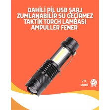 HERŞEYBURDAMODA Şarjlı LED El Feneri - 14500 Pil Dahil, 4 Işık Modu, Mini Boy