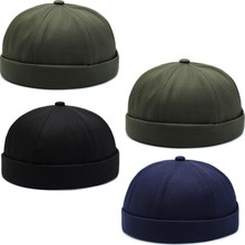 Aida Jewelss 4 Lü Set %100 Pamuk Cap Ayarlanabilir Docker Şapka Yazlık Takke Şapka Retro Şapka Takke Şapka