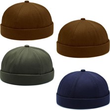 Aida Jewelss 4 Lü Set %100 Pamuk Cap Ayarlanabilir Docker Şapka Yazlık Takke Şapka Retro Şapka Takke Şapka