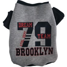 Kedi Köpek Kıyafeti Gri Lacivert Baskılı Mont Sweatshirt