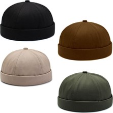 Aida Jewelss 4 Lü Set %100 Pamuk Cap Ayarlanabilir Docker Şapka Yazlık Takke Şapka Retro Şapka Takke Şapka