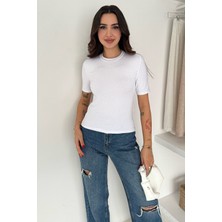 Noa Noa Kadın Taş Detaylı Kısa Kollu T-Shirt – Beige Spark