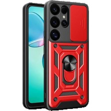 Pazarcan Samsung Galaxy S26 Ultra Pars Lens Yüzüklü Silikon - Kırmızı