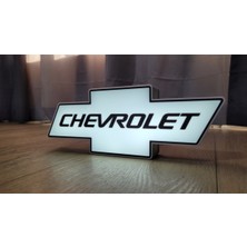 TriVox3D Chevrolet Logolu LED Işık Kutusu (Ev ve Ofis Için Uygundur Prize Takılarak Çalışır)