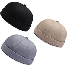 Aida Jewelss 3 Lü Set %100 Pamuk Cap Ayarlanabilir Docker Şapka Yazlık Takke Şapka Retro Şapka Takke Şapka